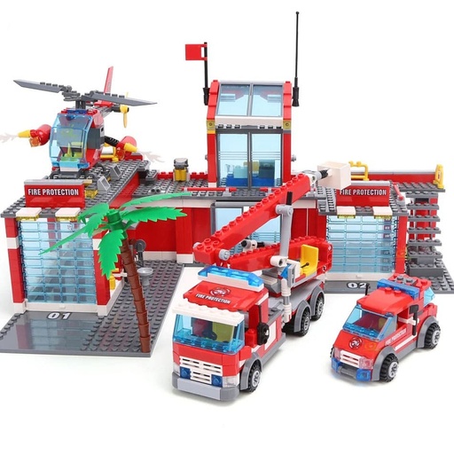 [039017VARJU41] ESTACION DE BOMBERO MINIATURA 774 PCS MATERIAL ABS 50X37X6.5CM JU-41