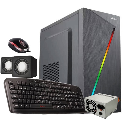 [014002004INSCA054NEG] Case combo INS ca-054 led rgb (teclado/mouse/parlante usb) fuente de poder 950W negro