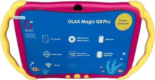 [004001002OLXQ8PROROJ] Tablet Olax Magic Q8 Pro 8" wifi 4gb+32gb Rojo